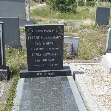 LINDEBAUM Eleanor nee MINICAN 1892-1967 :: HEPWORTH Freda nee LINDEBAUM 1919-1993