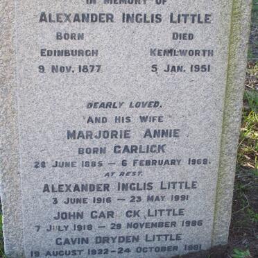 LITTLE Alexander Inglis 1877-1951 &amp; Marjorie Annie GARLICK 1885-1968
