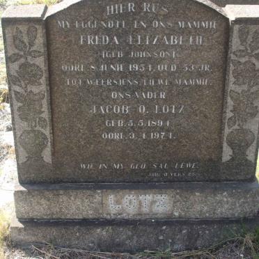 LOTZ Jacob O. 1894-1974 &amp; Freda Elizabeth JOHNSON -1954