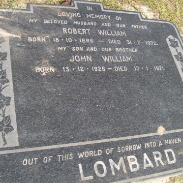 LOMBARD Robert William 1895-1972 :: LOMBARD  John William 1926-1971