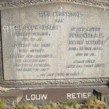 LOUW Carel B. -1919 :: RETIEF Petronella E. -1934
