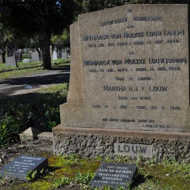 LOUW Bismarck von Moltke 1874-1949 &amp; Martha H.J.F. VAN WYK 1881-1970 :: LOUW Bismarck von Moltke 1909-1945