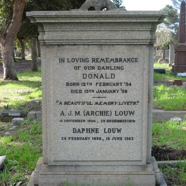 LOUW A.J.M. 1896-1976 &amp; Daphne 1898-1983 :: LOUW Donald 1934-1938