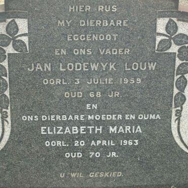 LOUW Jan Lodewyk -1959 &amp; Elizabeth Maria -1963