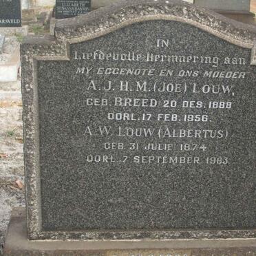 LOUW A.W. 1874-1963 &amp; A.J.H.M. BREED 1888-1956