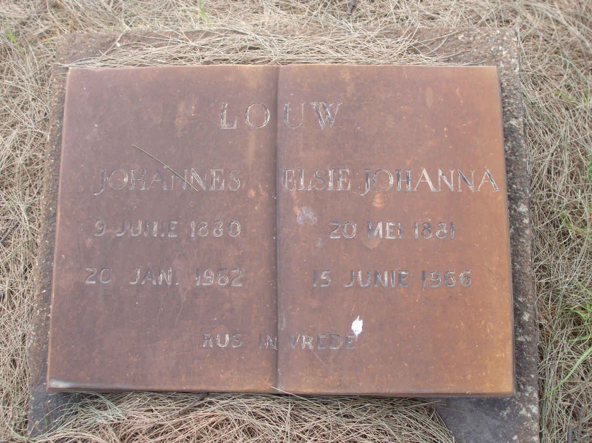 LOUW Johannes 1880-1962 &amp; Elsie Johanna 1881-1966