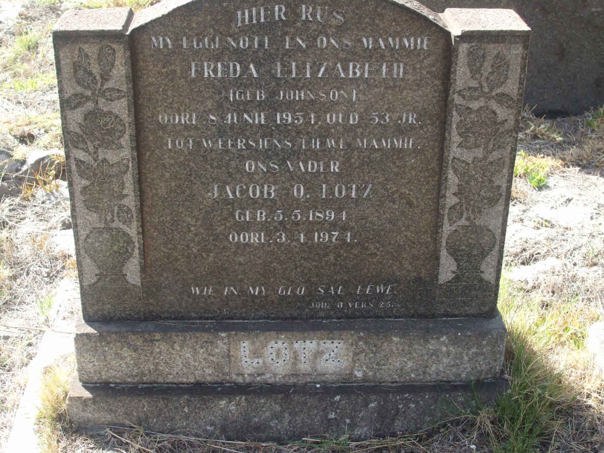 LOTZ Jacob O. 1894-1974 &amp; Freda Elizabeth JOHNSON -1954