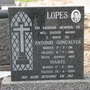 LOPES Antonio Goncalves 1911-1986 &amp; Isabel 1930-2005