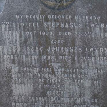 LOMBARD Christoffel Stephanus 1839-1897 :: LOMBARD Peter Isaac Johannes 1888-1890