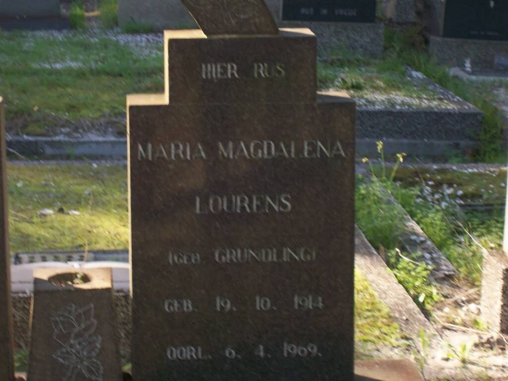 LOURENS Maria Magdalena nee GRUNDLING 1914-1969