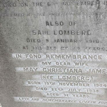 LOMBERG Saul -1918 :: JAMES May Christiana nee LOMBERG -1935