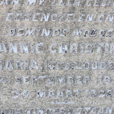 LOUBSER Annie Christina Maria nee LOUBSER 1853-1925