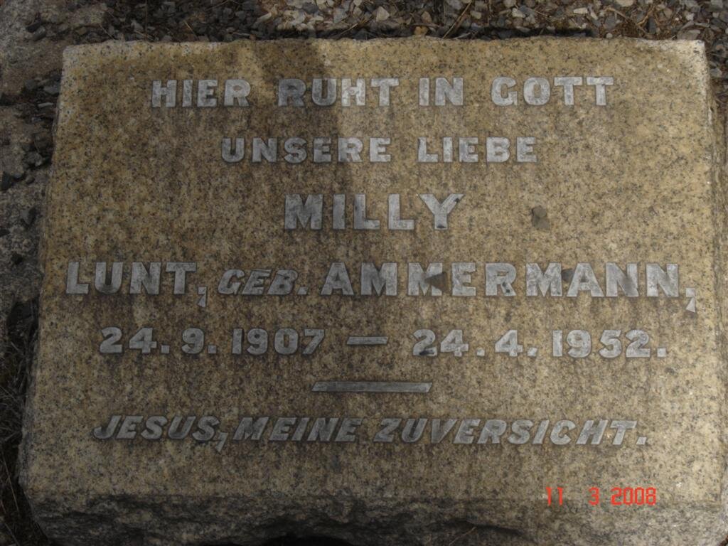 LUNT Milly nee AMMERMANN 1907-1952