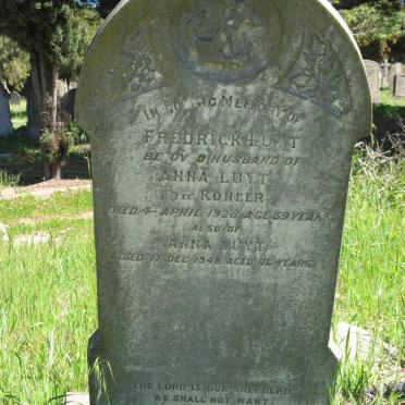 LUYT Frederick -1928 &amp; Anna KOHLER -1948