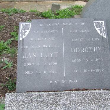 LUYT Jan 1908-1971 &amp; Dorothy 1910-1982
