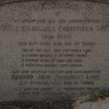 LUCK Edward John Frederick -1959 &amp; Marie Wilhelmina Fredericka SASS -1938
