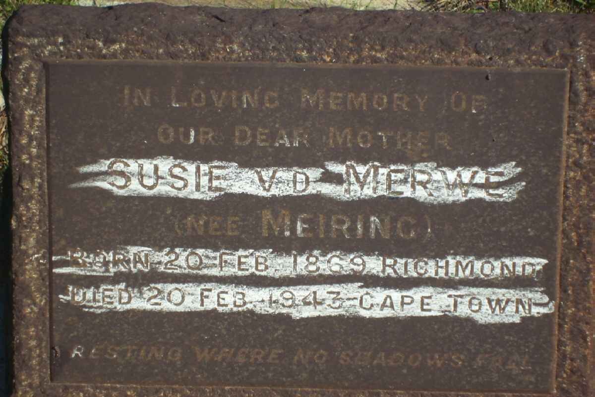 MERWE Susie, van der nee MEIRING 1869-1943