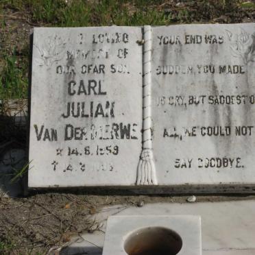 MERWE Carl Julian, van der 1959-198?