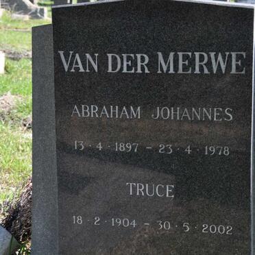MERWE Abraham Johannes, van der 1897-1978 &amp; Truce 1904-2002