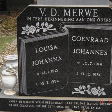 MERWE Coenraad Johannes, van der 1914-1981 &amp; Louisa Johanna 1915-1981