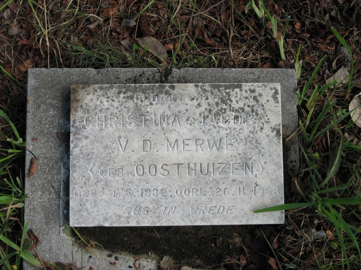 MERWE Christina Jacoba, v.d. nee OOSTHUIZEN 1882-1968