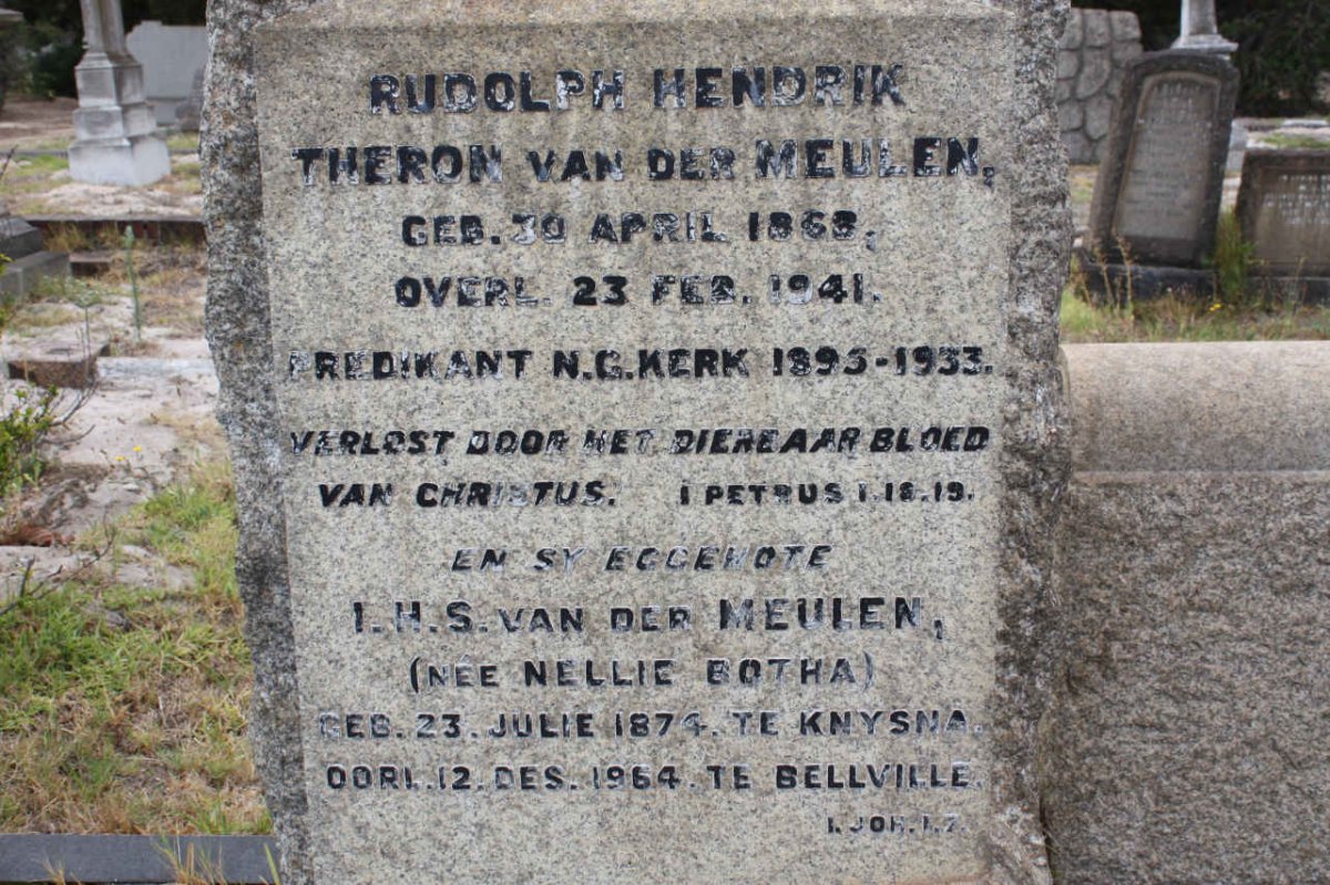 MEULEN Rudolph Hendrik Theron, van der 1868-1941 &amp; I.H.S. BOTHA 1874-1964