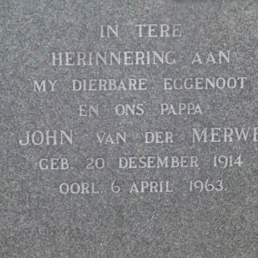 MERWE John, van der 1914-1963