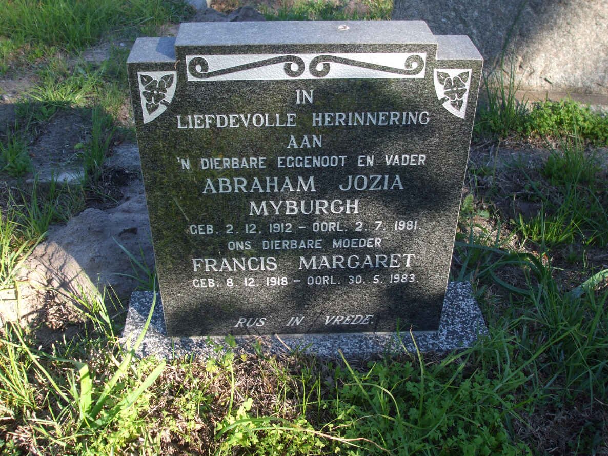 MYBURGH Abraham Jozia 1912-1981 &amp; Francis Margaret 1918-1983