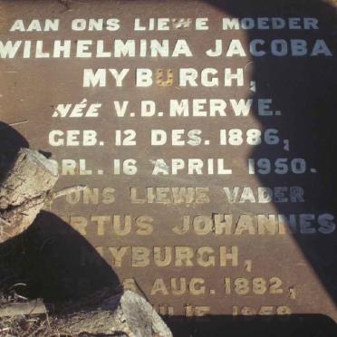 MYBURGH Petrus Johannes 1882-1959 &amp; Wilhelmina Jacoba VAN DER MERWE 1886-1950 