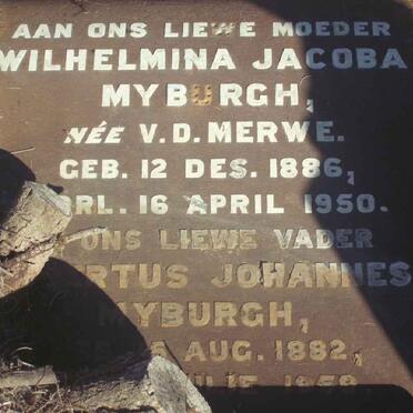 MYBURGH Petrus Johannes 1882-1959 &amp; Wilhelmina Jacoba VAN DER MERWE 1886-1950 