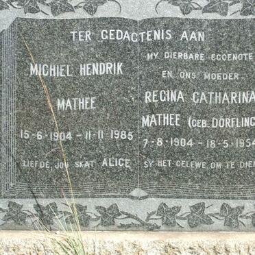 MATHEE Michiel Hendrik 1904-1985 &amp; Regina Catharina DORFLING 1904-1954
