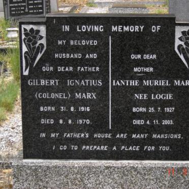 MARX Gilbert Ignatius 1916-1970 &amp; Ianthe Muriel LOGIE 1927-2003