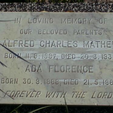 MATHEW Alfred Charles 1887-1935 &amp; Ida Florence 1888-1980