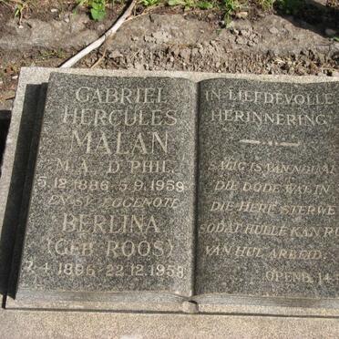 MALAN Gabriel Hercules 1886-1959 &amp; Berlina ROOS 1896-1958