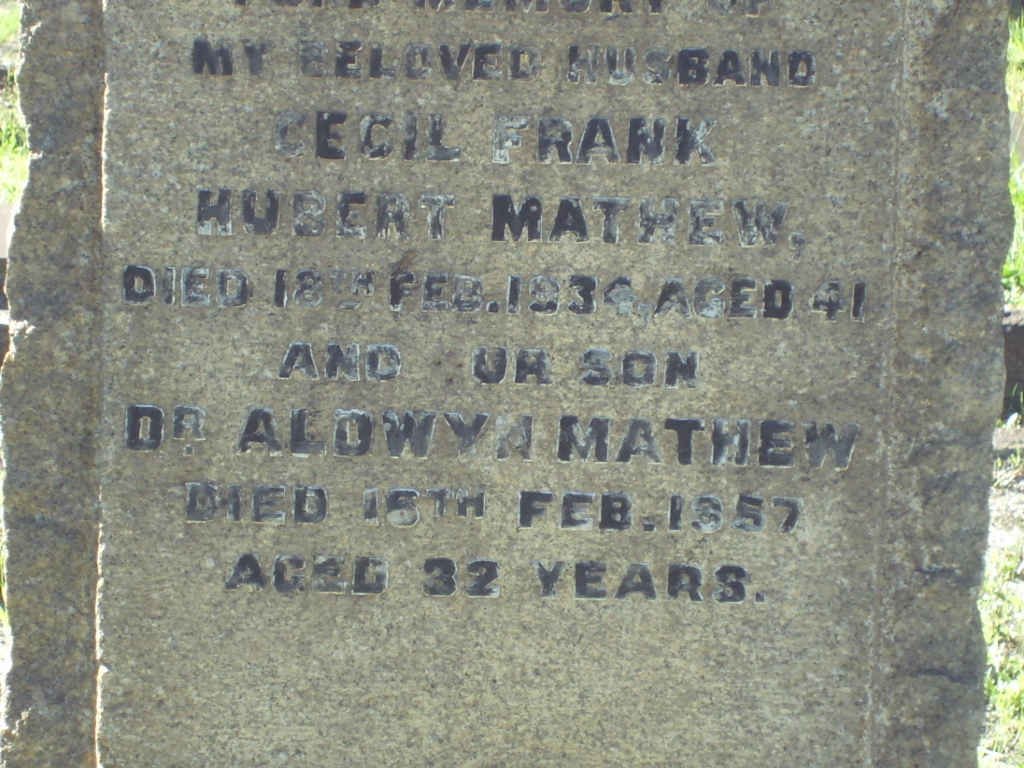 MATHEW Cecil Frank Hubert  -1934 :: MATHEW Alowyn  -1957 
