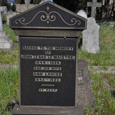 MAISTRE John Le Bas, le 1844-1926 &amp; Ann Louise 1845-1922