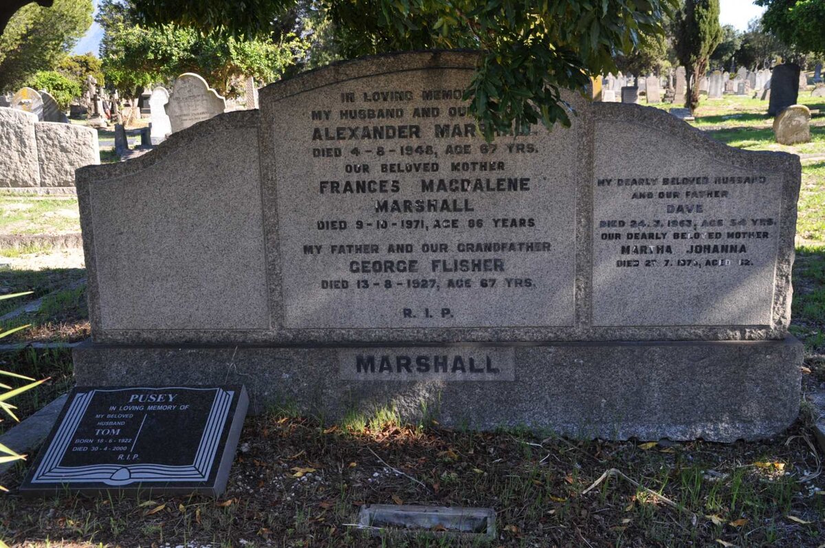 MARSHALL Alexander -1948 &amp; Frances Magdalene -1971 :: FLISHER George -1927