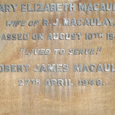 MACAULAY Robert James -1948 &amp; Mary Elizabeth -1941