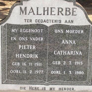 MALHERBE Pieter Hendrik 1911-1977 &amp; Anna Catharina  1915-1980