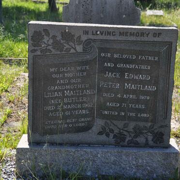MAITLAND Jack Edward Peter -1970 &amp; Lilian BUTLER -1962
