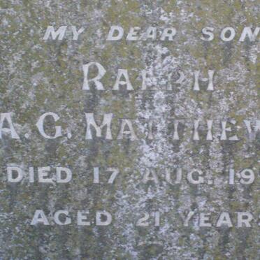 MATTHEWS Frances H. -1941 :: MATTHEWS Ralph A.G. -1923 