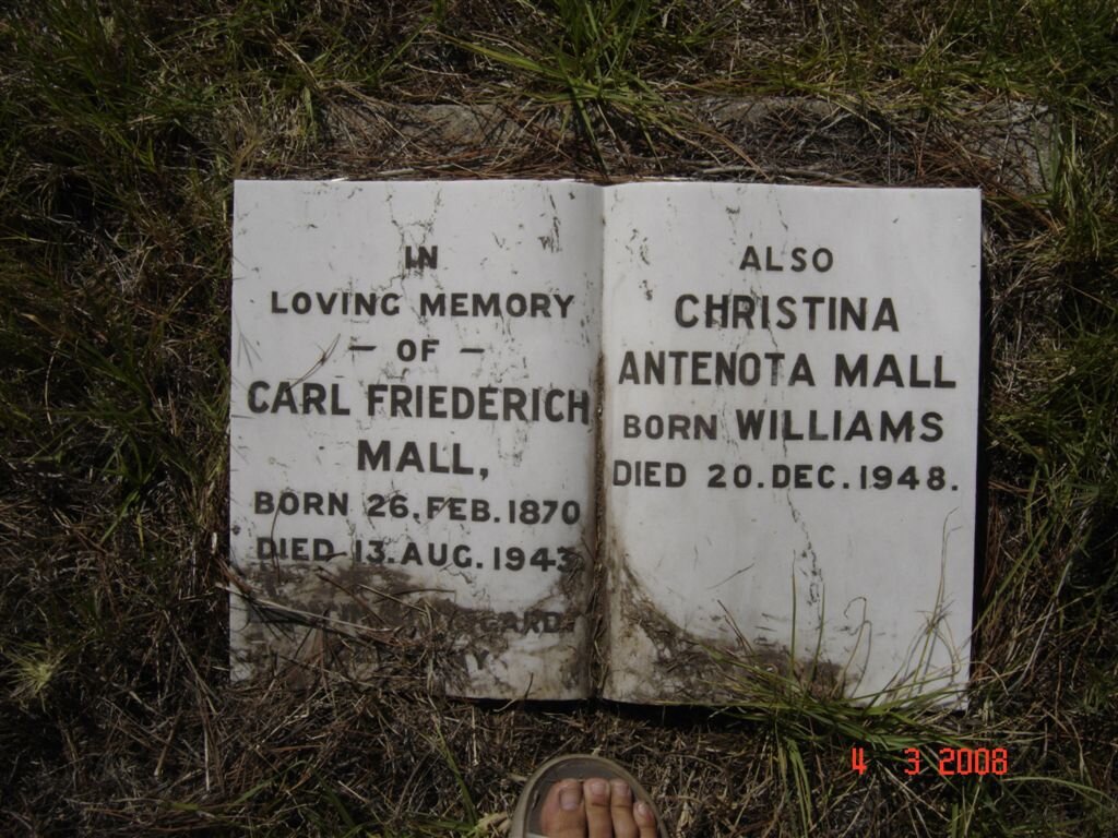 MALL Carl Friederich 1870-1943 &amp; Christina Antenota WILLIAMS -1948