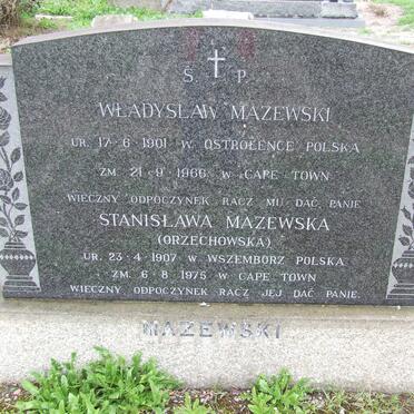 MAZEWSKI Władyslaw 1901-1966 &amp; Stanisława ORZECHOWSKA 1907-1975