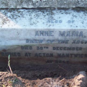 MARSHALL John Frederick -1895 &amp; Anne Maria  -1917