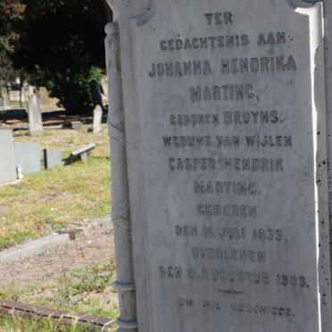 MARTING Johanna Hendrina nee BRUYNS 1833-1903