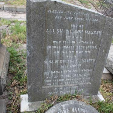 MASKEW Allan Wilson -1916 :: MASKEW ?? :: MASKEW Cecil -1945 