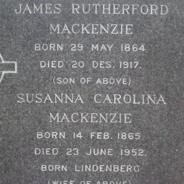 MACKENZIE James Rutherford 1864-1917 &amp; Susanna Carolina LINDENBERG 1865-1952