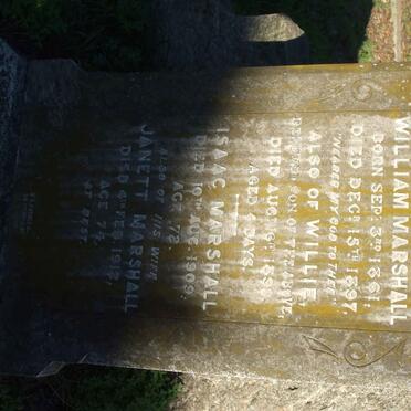 MARSHALL Rachael Gault nee JAMIESON 1861-1897 :: MARSHALL Willie -189? :: MARSHALL Isaac -1909 &amp; Janett -1912