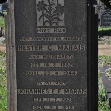 MARAIS Johannes E.F. 1882-1949 &amp; Hester C. WOLFAARDT 1882-1944