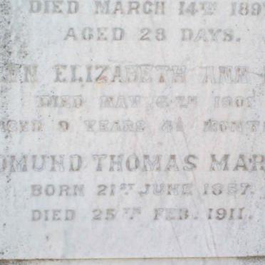 MARTIN Edmund Hart -1889 :: MARTIN Thomas Walton -1894 :: MARTIN Mary Elizabeth Ann -1897 :: MARTIN Mary Ellen -1897 